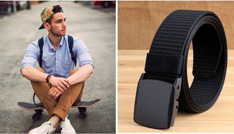Hochwertiger Gürtel mit automatischer Schnalle für Herren, Canvas, taktischer Gürtel, schwarz, Arbeitskleidung, Freizeit, Outdoor, Militärtraining, Hosengürtel für Herren – Detail 7