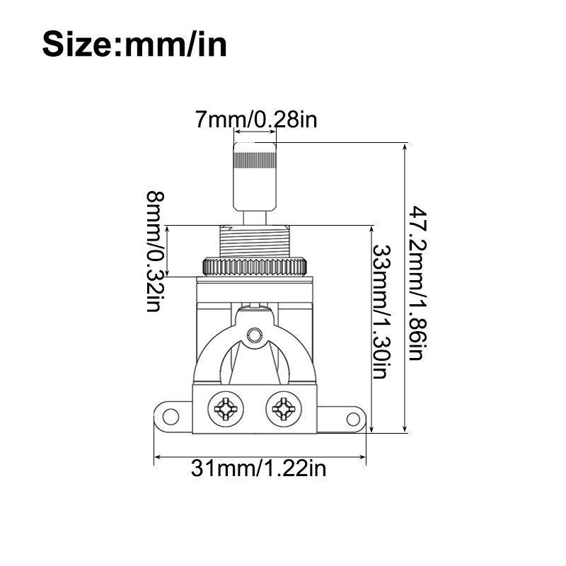 5Pcs 3-Way Toggle Switch with Brass Cylinder Knob Pickup Selector Parts for LP Style Guitar Parts Gold/Silver