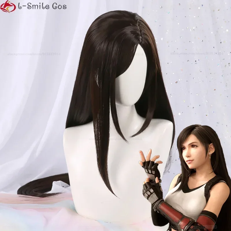 

Парик для косплея FF7 Tifa Lockhart длиной 90 см, жаропрочные синтетические волосы FFVII Tifa, фэнтезийное оформление VII женский парик + шапочка для парика