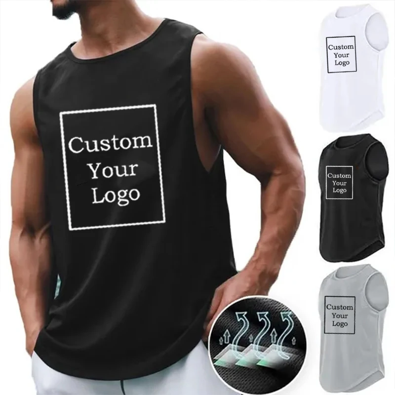 Fashion Summer Bodycon Vest Pullovers Casual Customize Solid Fitness Tops Sports Men Hip Hop Sleeveless Breathable Soft Clothing