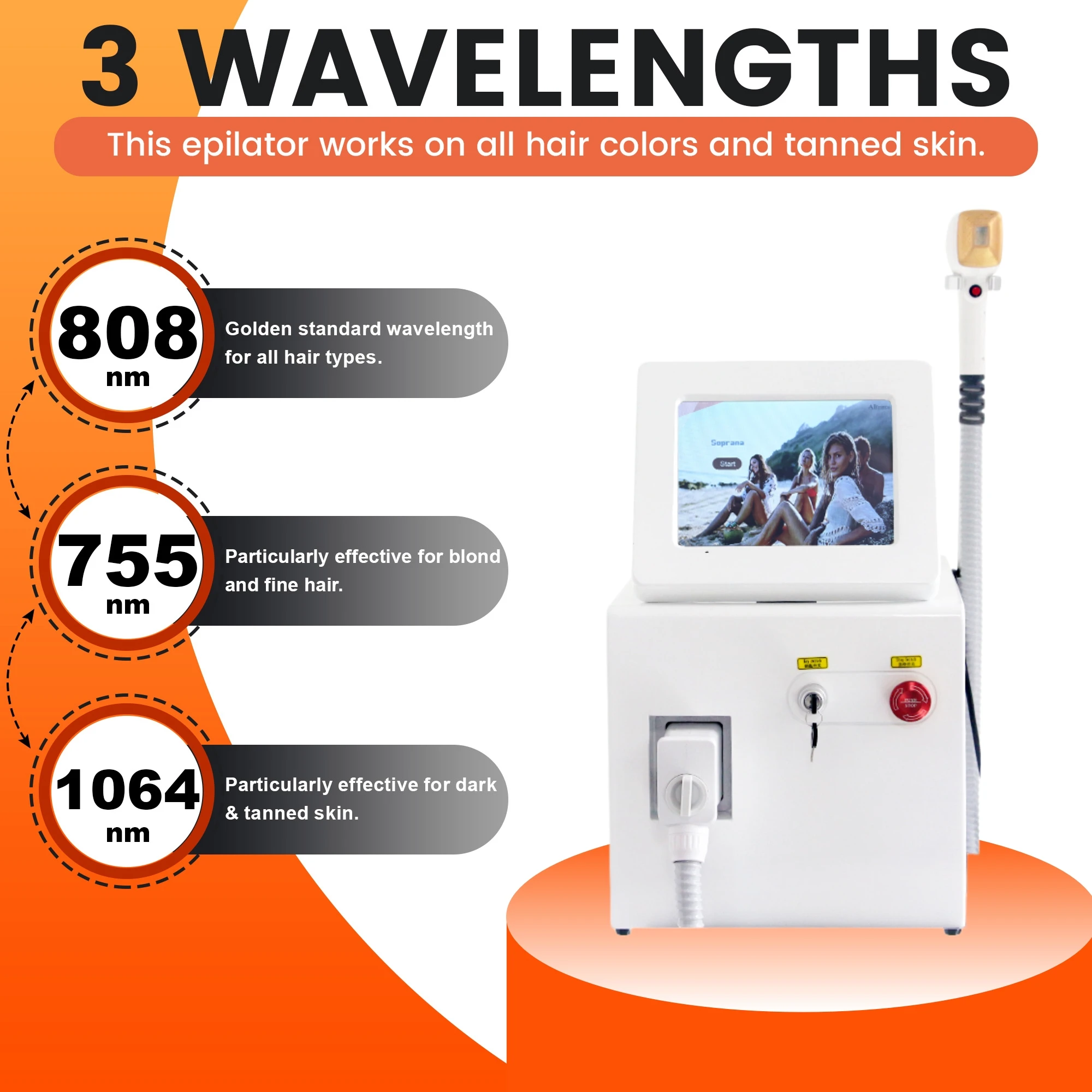 Professional Desktop Diode Laser Hair Removal Machine 755 808 1064nm Ice Cooling Painless Skin Rejuvenation Equipment