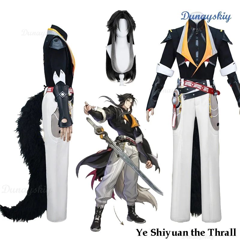 

Game Zenless Zone Zero Ye Shiyuan the Thrall Cosplay Costume A-Yuan wig Halloween Mens Clothes Uniform Wig Tail Pants Fullset