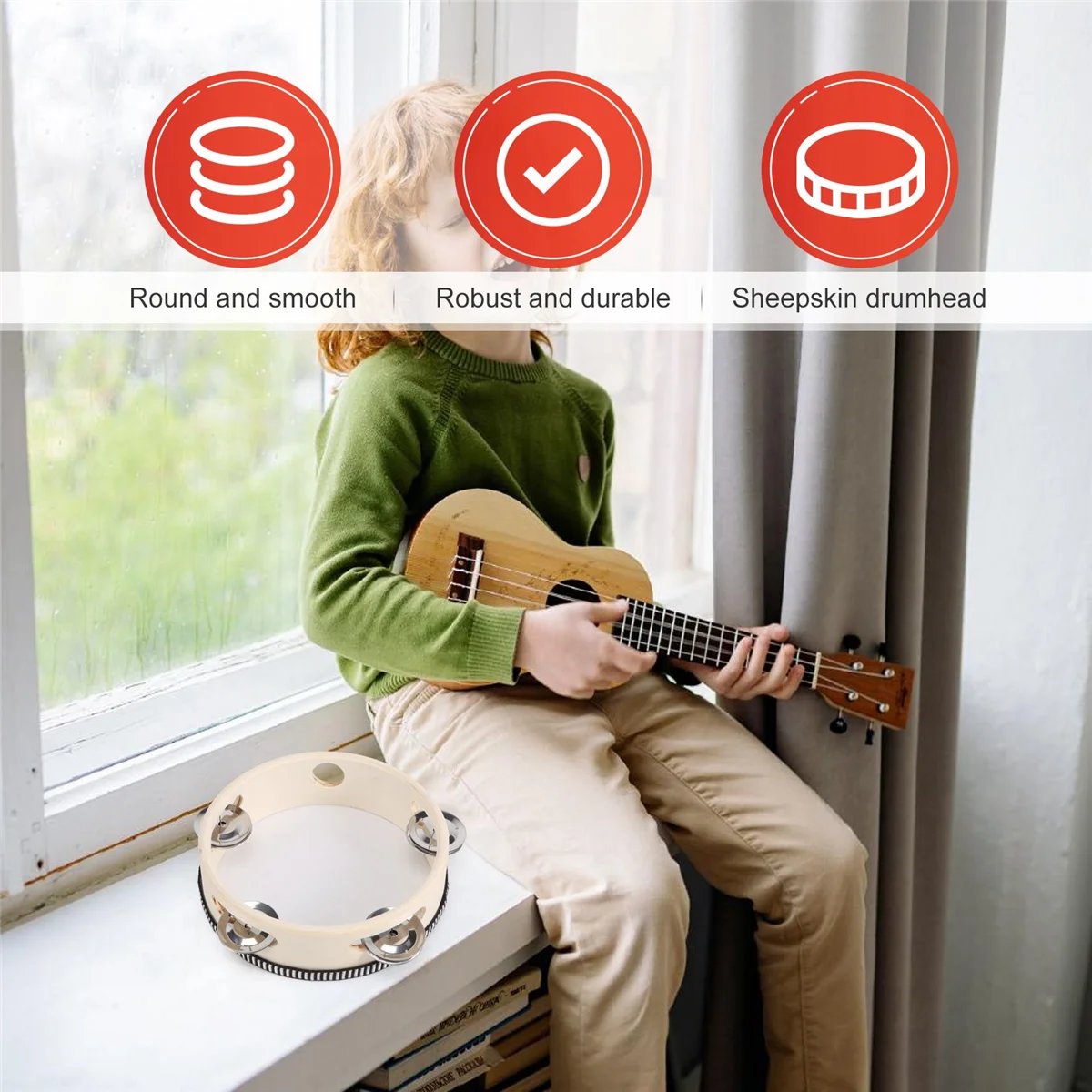 뮤지컬 탬버린 드럼 라운드 타악기, KTV 파티 선물, 6 인치