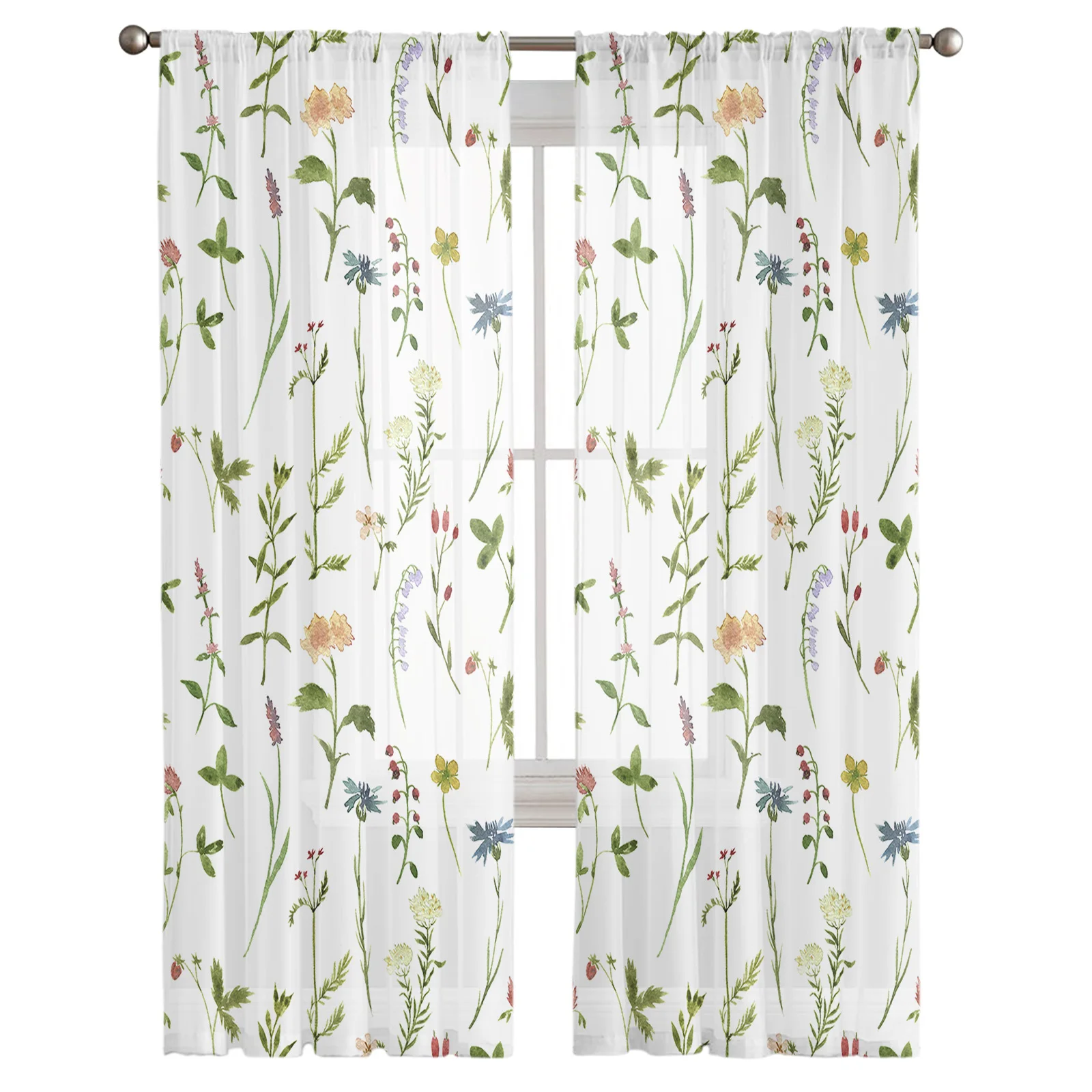 Flower Garden Sheer Curtain for Living Room Voile for Window Blinds Bedroom Tulle Drape Kitchen Cortinas Hall Curtains