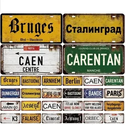 Vintage Berlin Caen City Road Plate Tin Sign Metal Sign Plaque Home Decoration Shop Man Cave Bar Pub Poster Metal Wall Decor