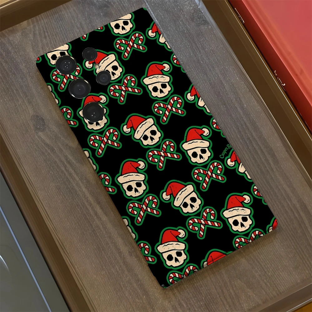 القوطية عيد الميلاد الجمجمة قضية الهاتف لسامسونج غالاكسي S25 S24 S23 الترا زائد A35 A132 لامع HD الغلاف الصلب فيلم قذيفة #2