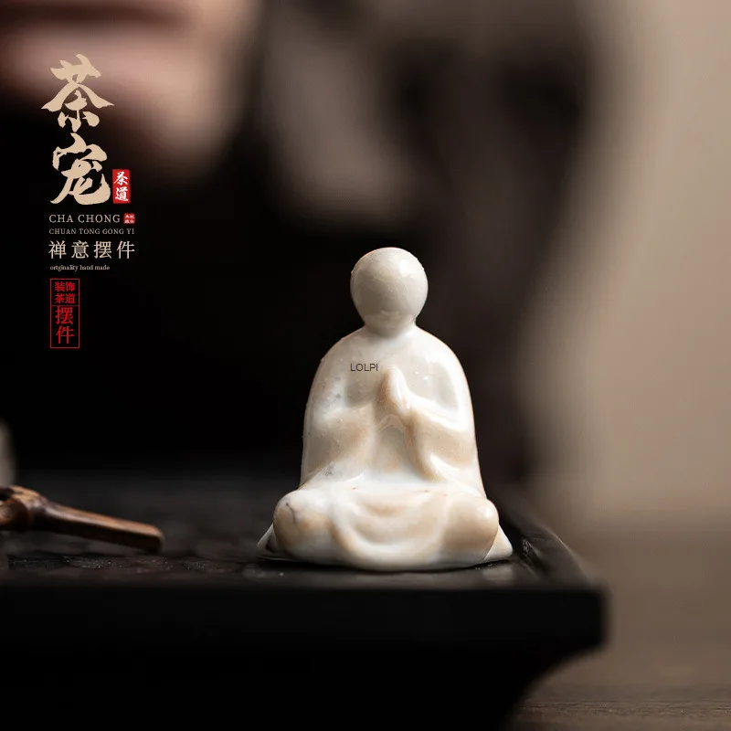 Phallic Buddha Ceramic Small Ornament Open Slice Can Cultivate Zen Miniature Figure Tea Pet Tea Play Living Room Tea Table