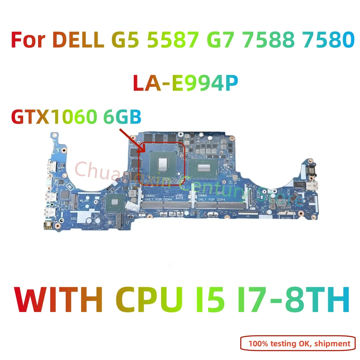

Материнская плата LA-E994P для ноутбуков DELL G5 5587 G7 7588 7580 с процессором I5 I7-8TH, видеокартой GTX1060 4GB/6GB, 100% протестирована.