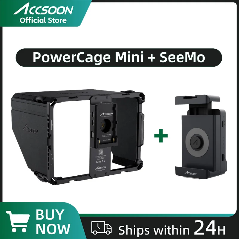 Accsoon Seemo Pro Monitor ipad Mini 6 PowerCage 8.3inch With Sunhood NP-F battery Keep the ipad Charged Quick Release Design