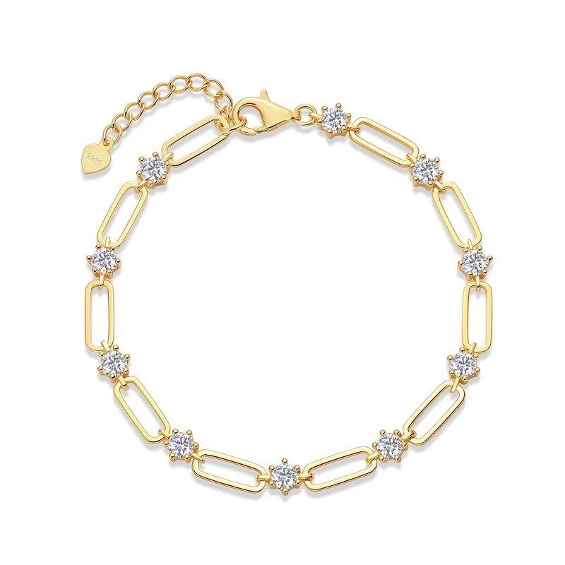Moissanite Tennis Bracelet 925 Sterling Silver Plated White Gold Bracelet for Women Man Sparkling Party Jewelry