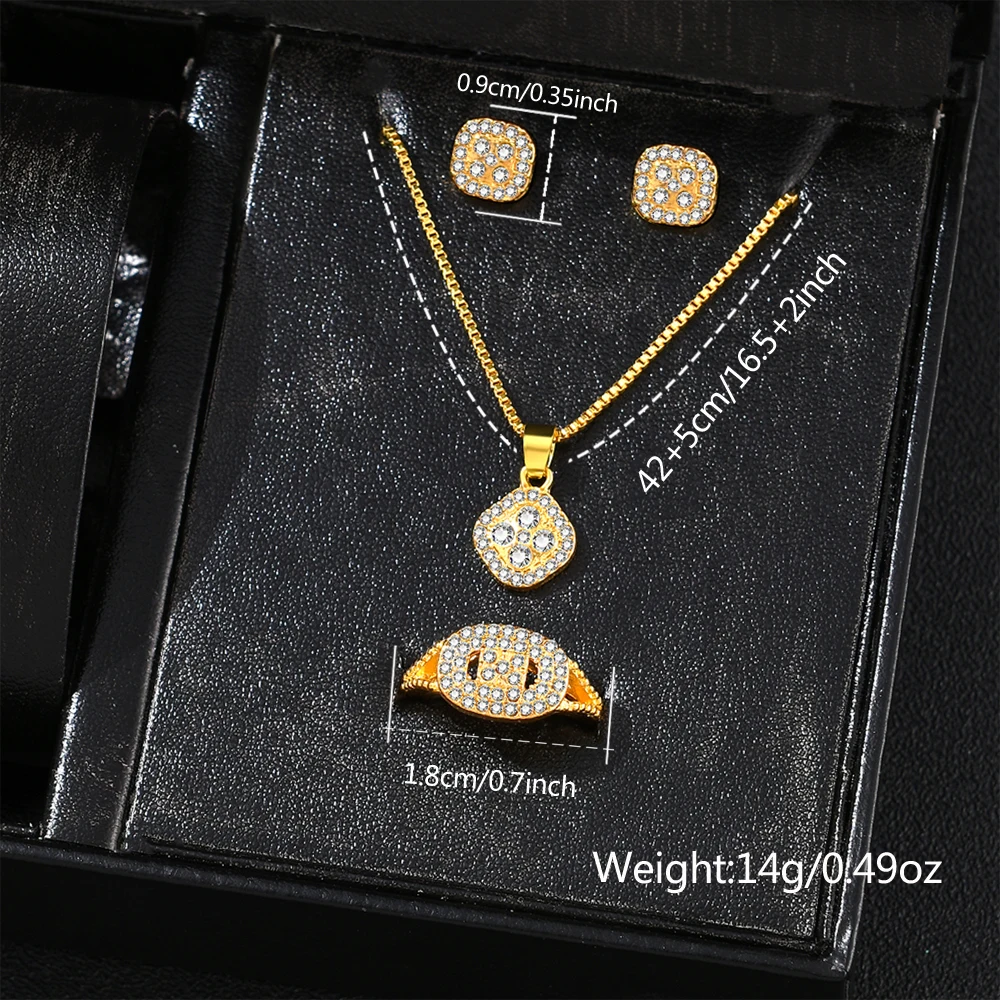 6Pcs Mode Luxus Frauen Uhr Halskette Ohrringe Ring Set Für Frauen Strass Armbanduhr Armband Set Valentinstag Geschenk – Detail 6