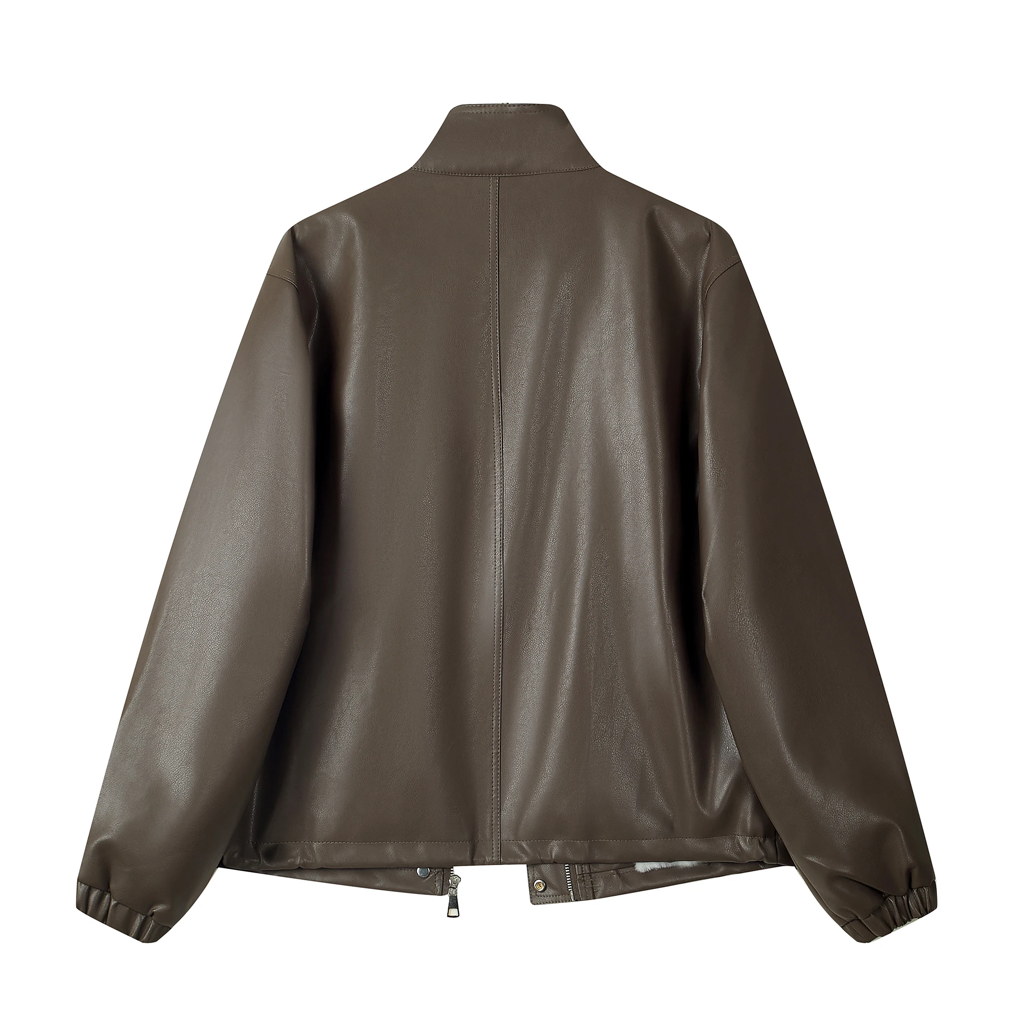 Retro Hong Kong Sle Fce gefüttert lose Motorrad Jaet ort winddicht Stehkragen Damen Winter warm PU Ledermantel