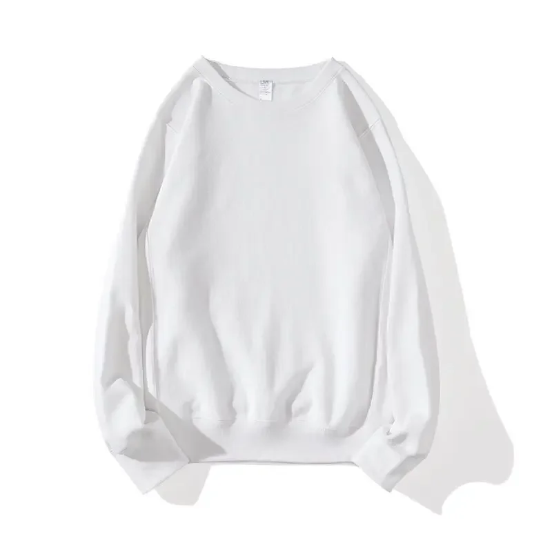 Autumn Heavyweight Cotton Round Neck Sweater Solid Loose Simple Sports Harajuku Top for Men and Women Pullover