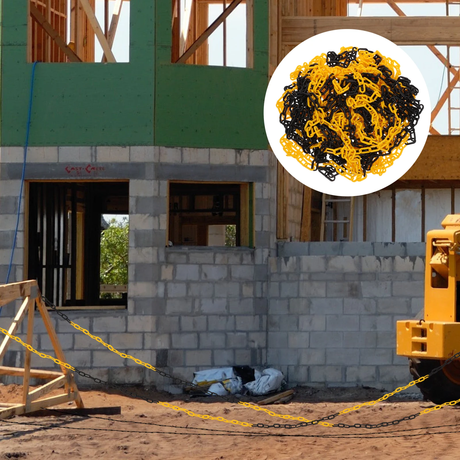 Warning Chain Barrier Connector Caution Security Folding Driveway Abs Plastic Guardrail Parking