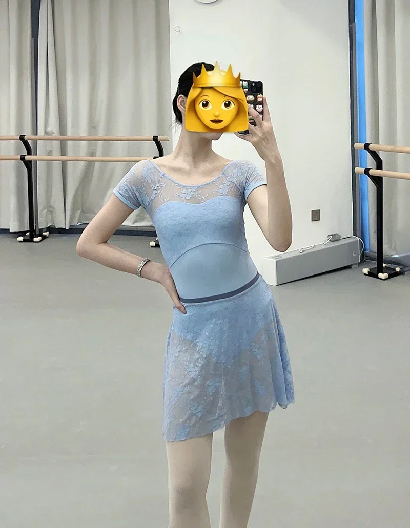 Short Sleeves Ballet Dance Leotard Adult High Quality Lace Design Dancing Jumpsuit Ballet Dance Practice Leotard Women