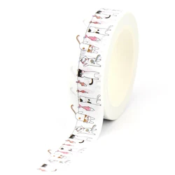 NEW 1PC 10M Decor Adorable Fishing Cat Japanese Paper Washi Tapes for Craft Journal Adhesive Masking Tape Cute Papeleria