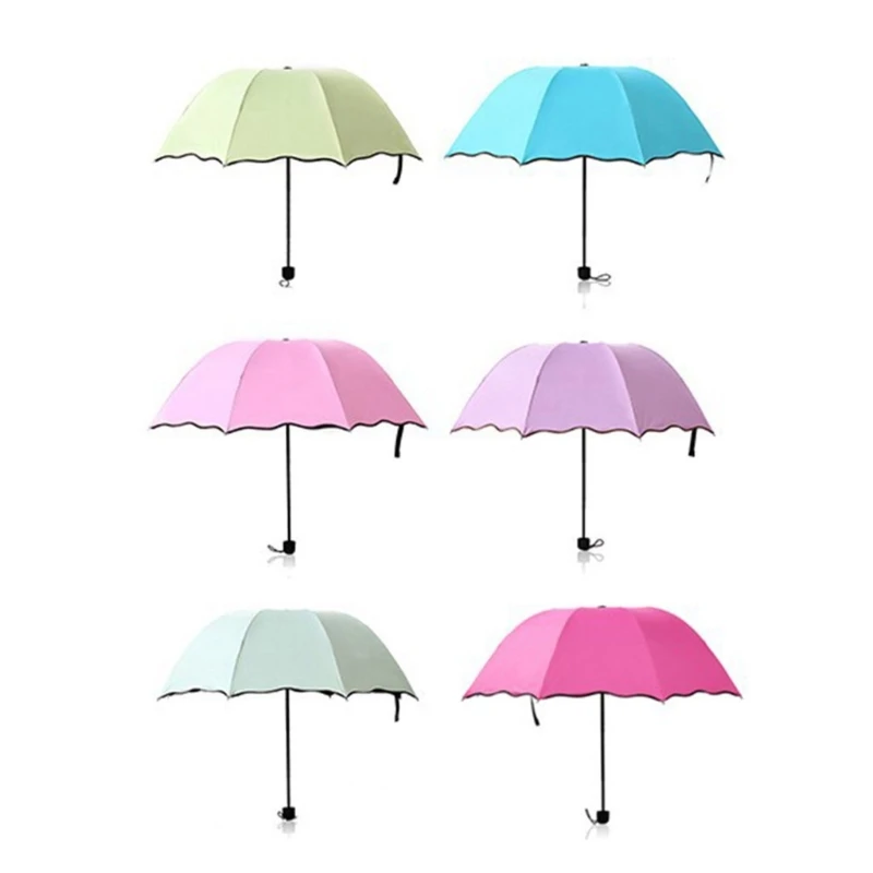 Flowering in Water Umbrella 3 Folding Parasols Portable Sunshades Umbrellas Dropship