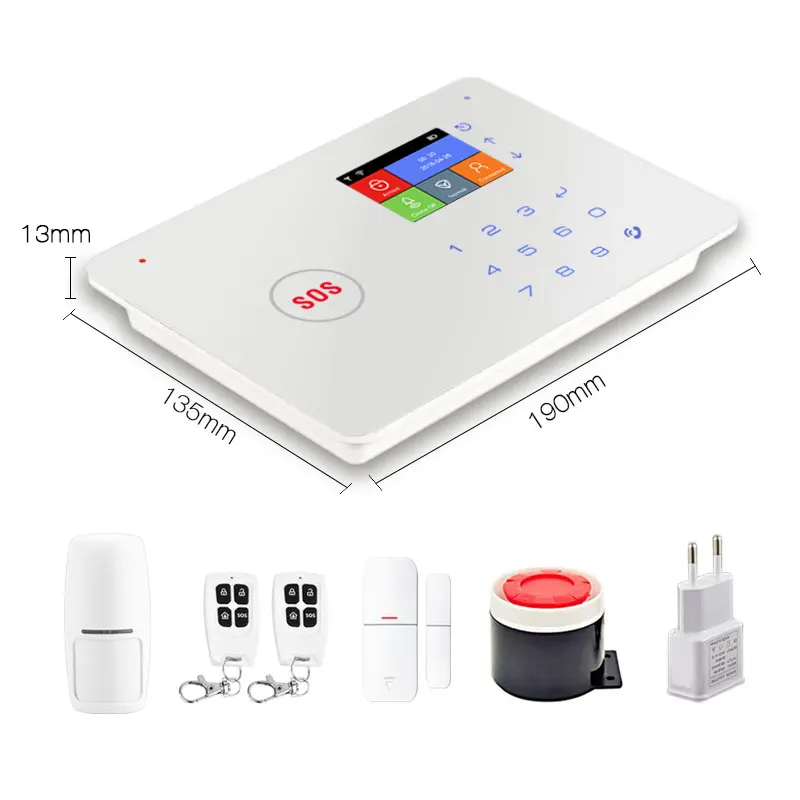 

2.4Inch Tuya APP Remote Control WIFI+GSM Burglar Alarm System PIR Motion Detector Door Contact Home Security Alarm Sensor