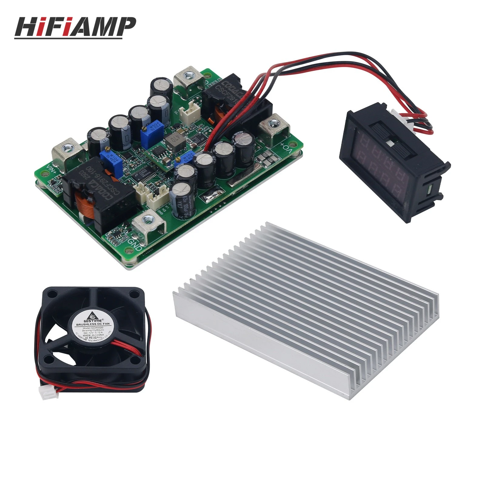 HiFiAMP YF-BKT60V50A Power Supply Board 50A/12-60V DC Automatic Buck Boost Converter Step up down Converter Full Set CC CV