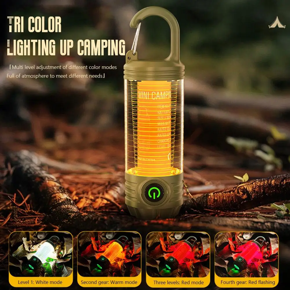 1000LM Super Bright Outdoor Hiking Fishing Tent Lamp 1200mAh Rechargeable Dual Light Source Tent Light Outdoor Camping Lantern