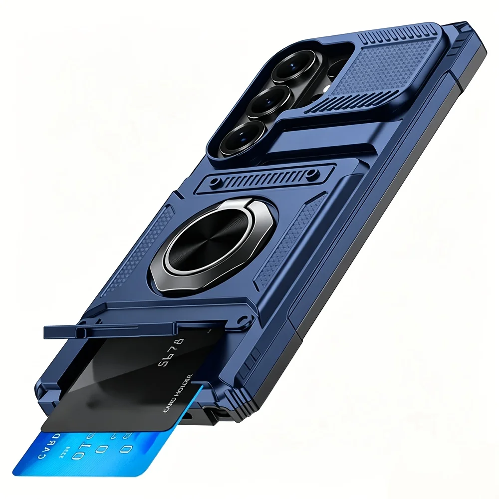 Heavy Antifall Hard Case with Stand and Card Slot Phone Case for Galaxy S26 S25 S24 S23Ultra S25 S24Fe A17 A37 A57