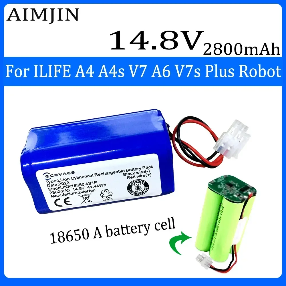 

14.8V 2800mAh Lithium Battery For ILIFE A4 A4s V7 A6 V7s Plus Robot Vacuum Cleaner INR18650 M26-4S1P battery