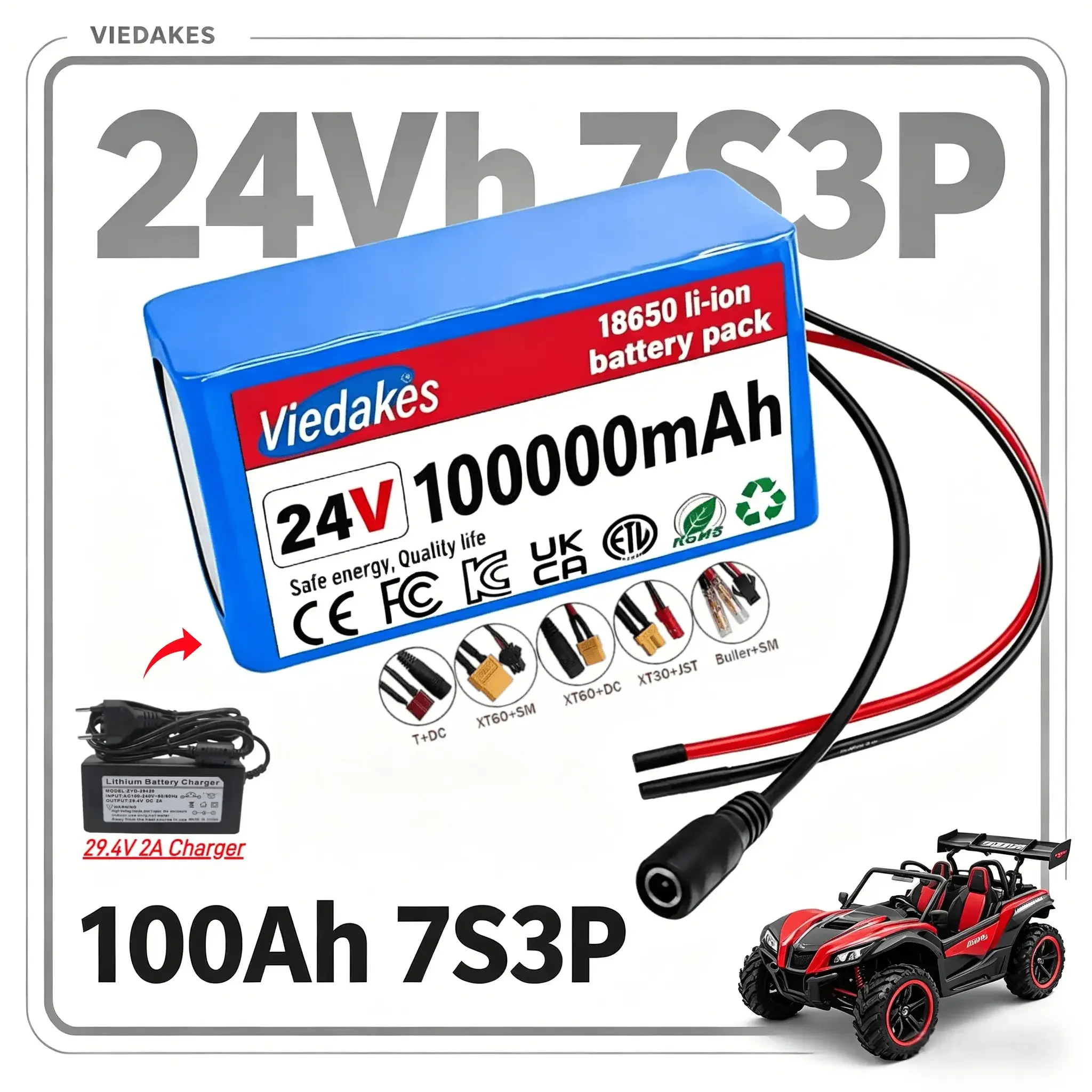 

24V 7S3P 80Ah Multifunctional Battery with 29.4V 2A Charger, great for short commute electric scooter and home backup power✈️
