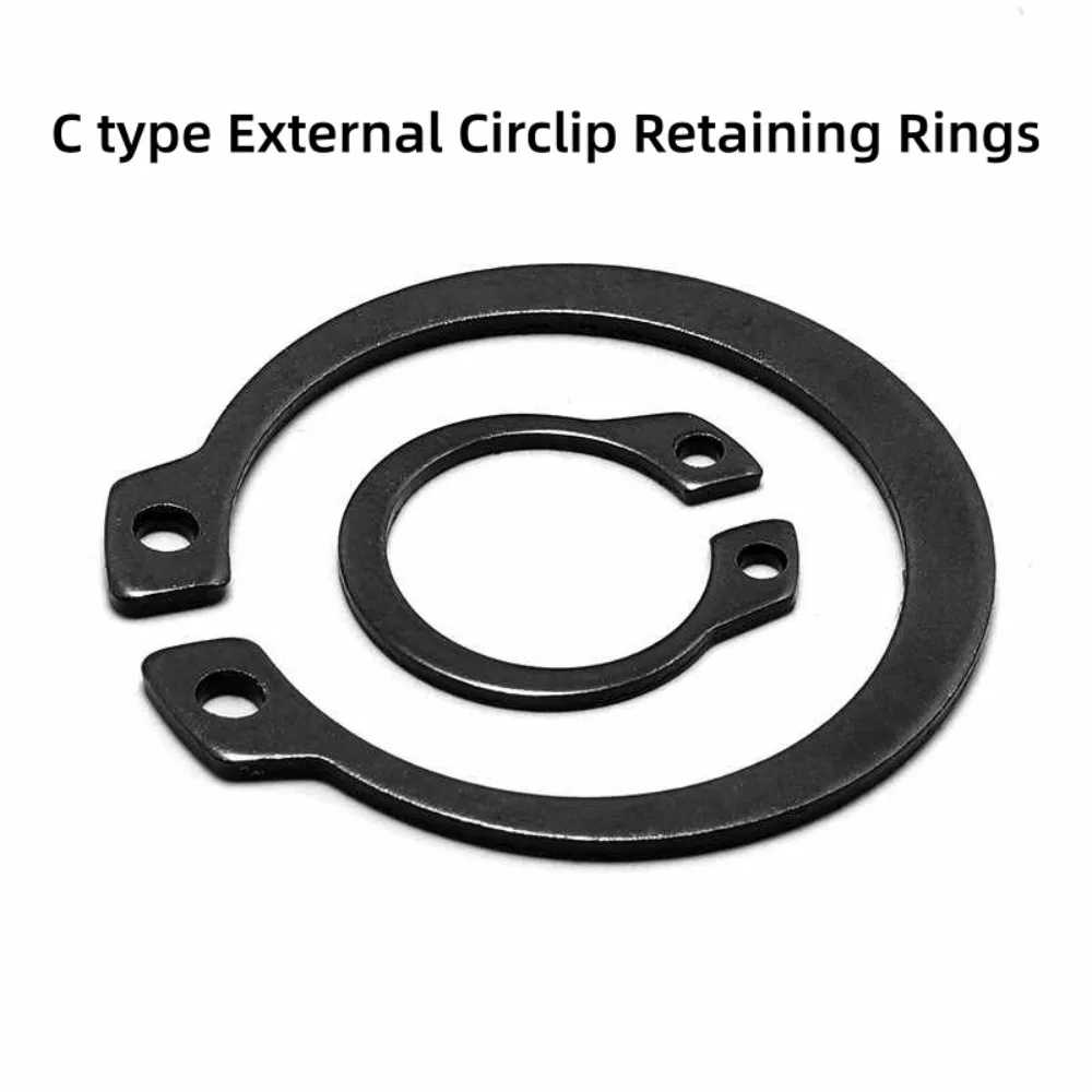 65Mn Manganese Steel External Circlips, M5-M150 DIN471 C-Type Retaining Snap Rings for Shafts, Black Oxide Finish Lock Washers