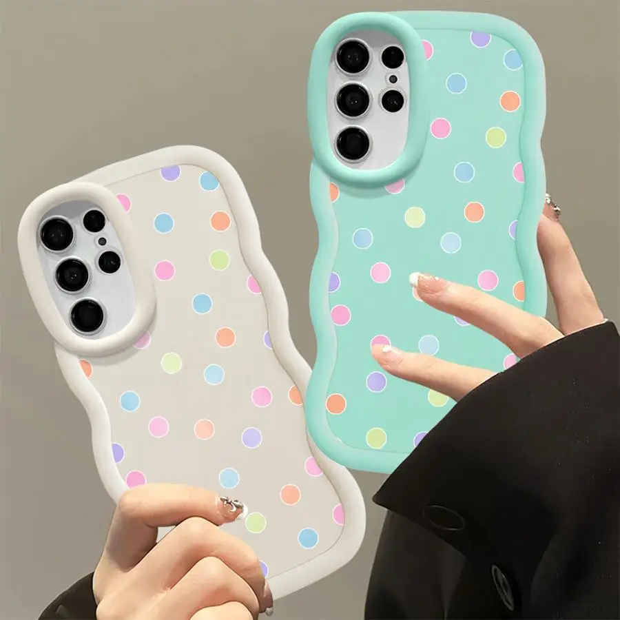 Polka Dot Pastel Soft Phone Cover Case for Samsung Galaxy S26 S25 S20 FE S24 S25+ S22 Ultra S24+ S21 S23 Plus