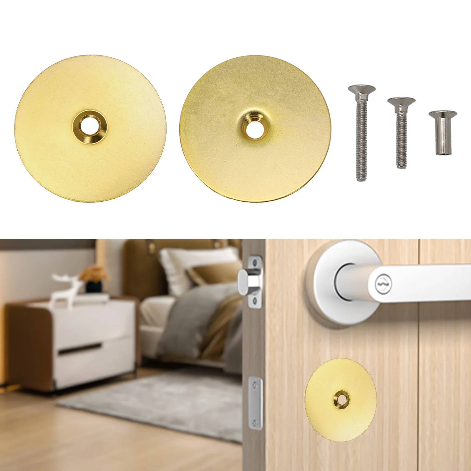 

Adjustable Screw Length Plate Filling Plate Door Handle Cover Adjustable Screw Length Diameter 67MM Fits Most Standard Doors