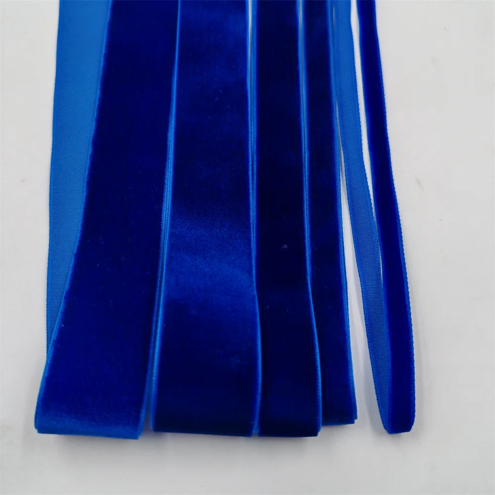 6-25mm 5-300yards Blue Single Face Velvet Ribbon Party Decoration Handmade Gift Wrapping Hair Bowknot DIY Christmas Inelastic