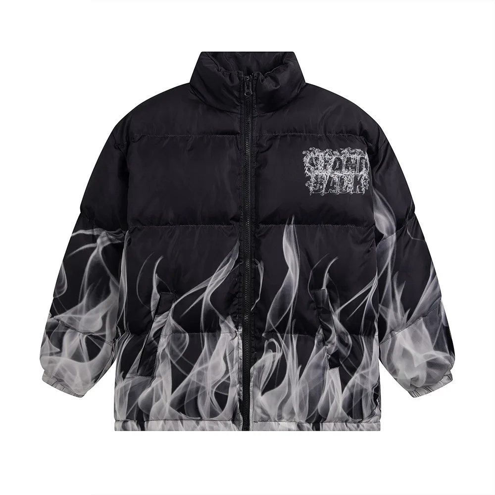 Hip Hop Winter Jacket Parka Men Graffiti printing Streetwear Windbreaker Harajuku Winter Padded Jacket Coat Warm Outwear Zipper