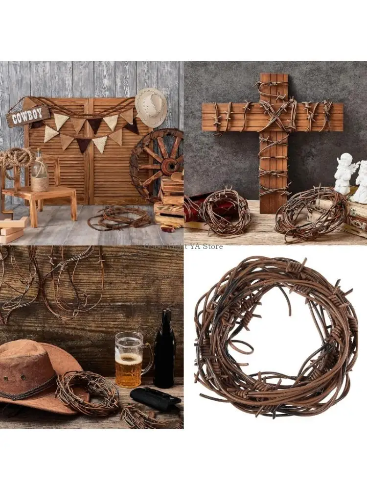 

Fake Rusted Barbed Wire Decoration Plastic Wire Props for Cowboy Western Party Halloween Christmas Tree Decors