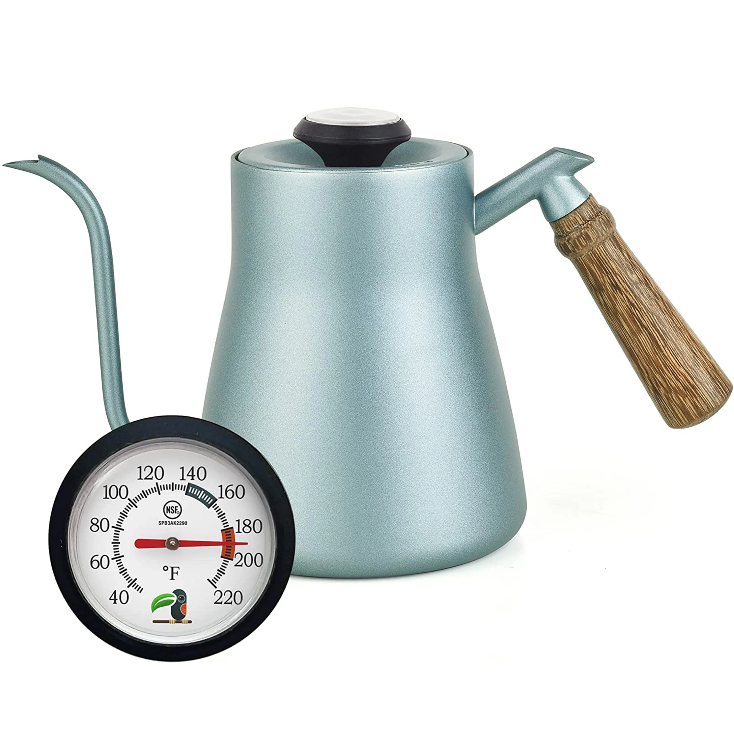 Gooseneck Kettle  Coffee And Tea - Pour Over Kettle With Thermometer (850 ML, Blue)