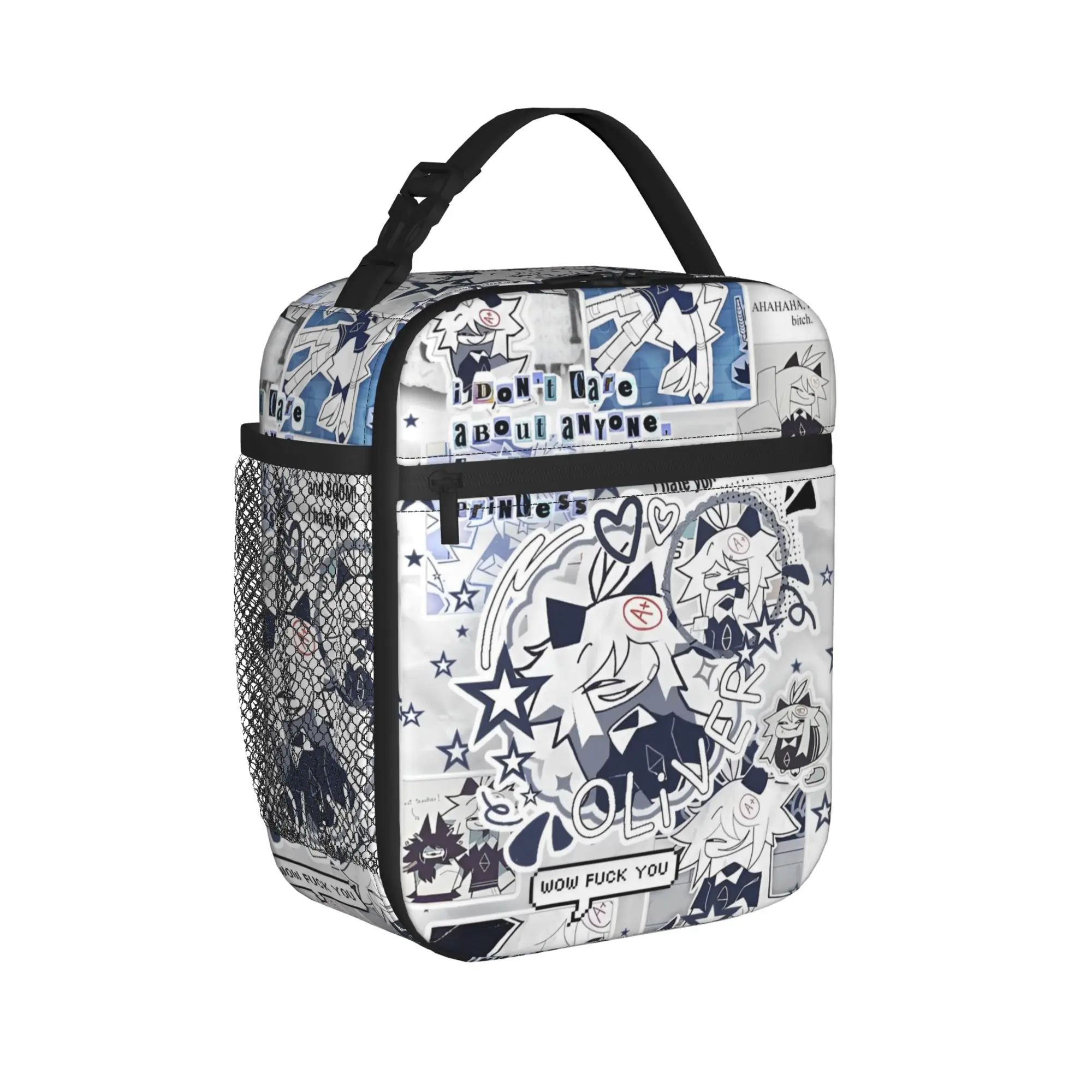 Miss Circle Cartoon Insulated Lunch Bag Cooler Bag Reusable,Meal Container Fundamental Paper Education Portable Tote Lunch Box