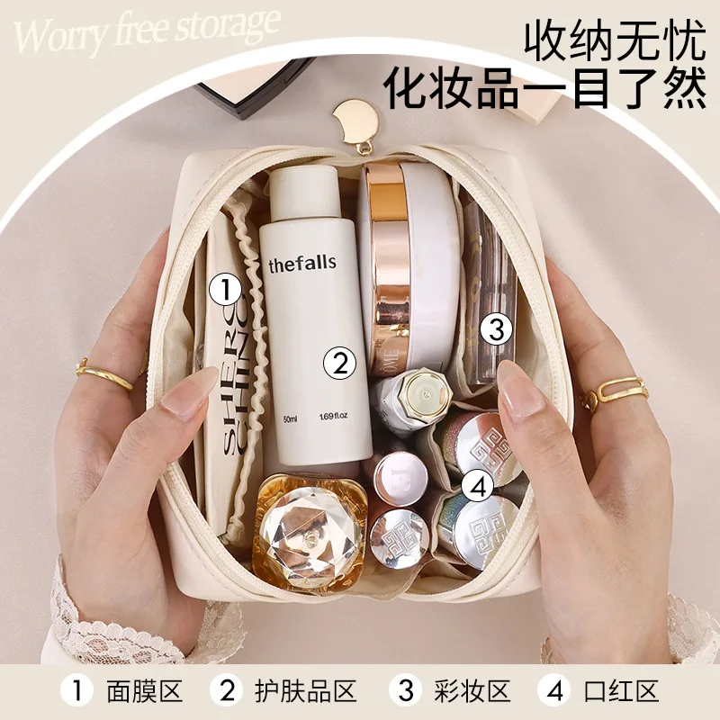 حقيبة تخزين عصرية حقيبة مكياج صغيرة محمولة من البولي يوريثان حقيبة مستحضرات تجميل صغيرة جديدة مغلف أحمر مجوهرات حقيبة تخزين رائعة صغيرة #2