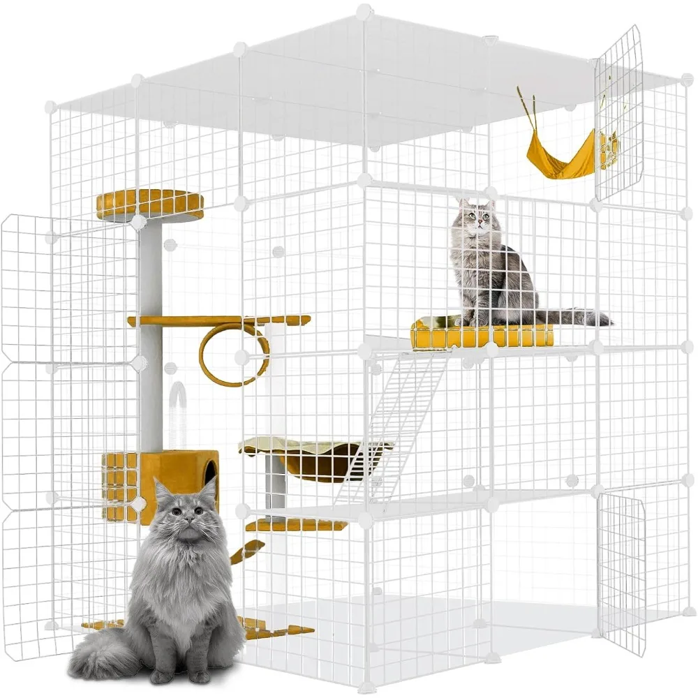 

Large Cat Cage,Cat Cage Enclosure Indoor DIY Cat Playpen Detachable Metal Wire Kennels Crate Large Exercise Place Ideal