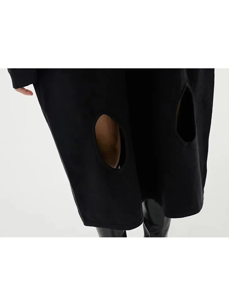 XITAO Fashion Hollow Out Jurk Effen Kleur Eenvoud Casual Vrouwen Persoonlijkheid Lange Mouw T-shirt Jurk Sprint Nieuwe WLD9484