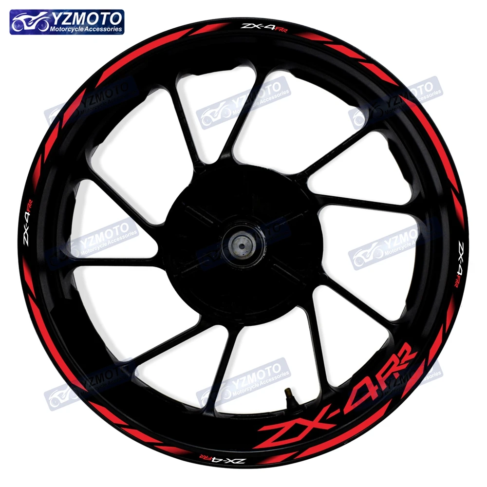 Naklejki na koła motocyklowe ZX-4RR ZX4RR ZX 4RR, 17 cali, na przednie i tylne koła, naklejki na piasty, zmodyfikowane, dekoracyjne, odblaskowe naklejki na obręcze.
