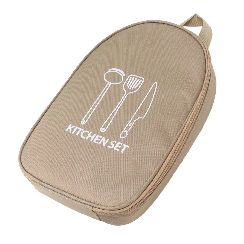 Thick Fabric Storage Bag Reinforced Hand Strap Internal Divided Pockets Handheld Pouch Waterproof Foldable Utensil Organizer