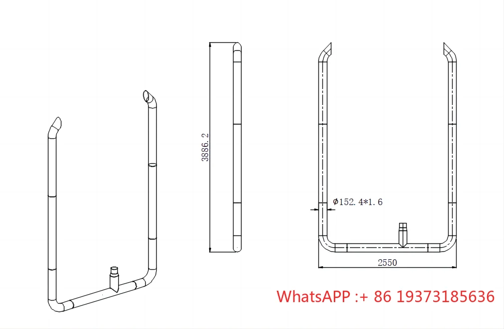 تخصيص 6X153 بوصة ارتفاع 45 درجة بدوره خارج العادم المكدس الأنابيب أطقم كاملة العادم كيت #5