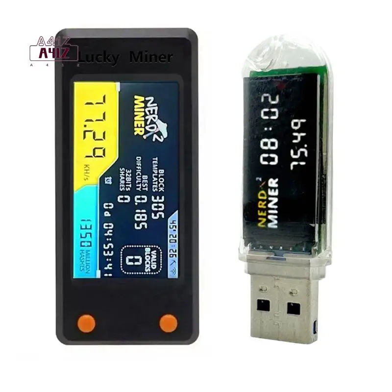 A41Z-Nerdminer V2 78KH/S BTC Solo Lottery Miner+LV03 74KH/S With LCD Display Bitcoin BTC Crypto Miner ASIC Miner Silent Miner