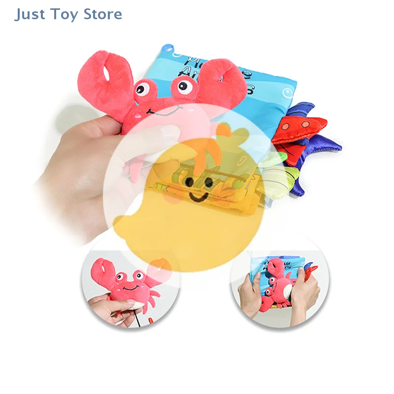 หนังสือผ้าสำหรับเด็ก 1 ชิ้น ลายหางสัตว์ทะเล ของเล่นเสริมพัฒนาการทางประสาทสัมผัส ของเล่นนุ่มสำหรับรถเข็นเด็ก สำหรับเด็กทารกเพื่อการศึกษาปฐมวัย