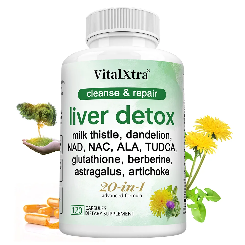 Liver Detox & Repair Capsules with Milk Thistle, Dandelion & Turmeric, Liver Cleanse Nourishing, Antioxidant & Digestion Support