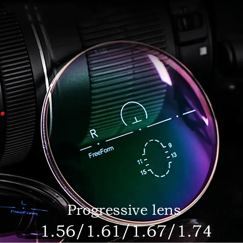 عدسات KIZN 1.56/1.61/1.67/1.74 مضادة للخدش ومضادة للأزرق فوتوكروميك واسعة مجال رؤية المكتب عدسات تقدمية متعددة البؤر