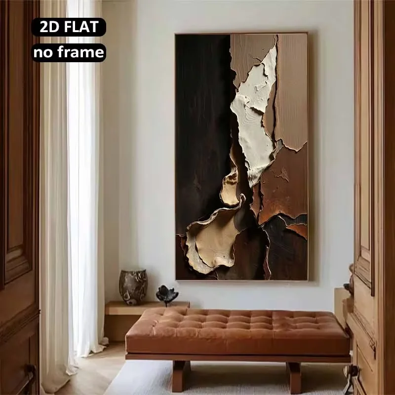 2D Flat, 2D Flat 1pc 31.49X62.99Inch 80X160Cm Unframed Large Canvas Printing Peeling Paint Layers Abstract A Realistic Yet Styli