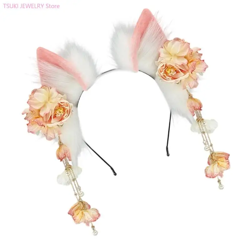 62KE ربطة شعر على شكل حيوان من القطيفة لأزياء الرسوم المتحركة بتصميم مرن وأغطية رأس مريحة لحفلات العروض المسرحية #3