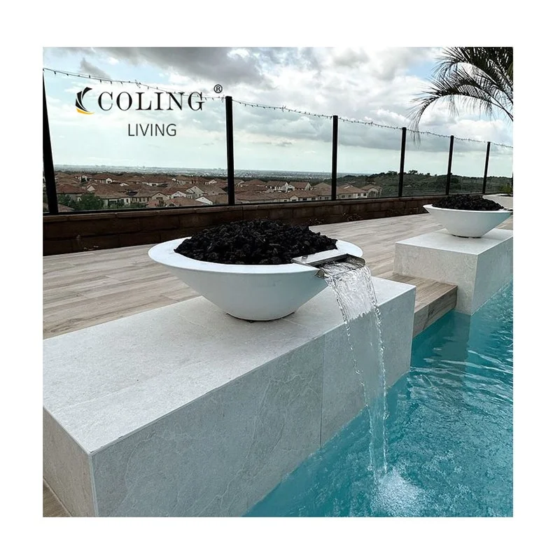 COLB003 Modern Stainless Steel Waterfall Spillway Remote Control Fire Pit Pool Fire And Water Bowl Factory Designed