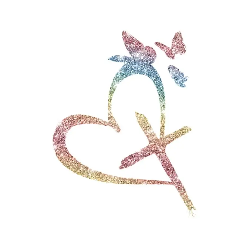 PET Vehicle Body Decal with Sparkling Sandblasted Styling and a Distinctive Heart and Butterfly Symbol Arrangement