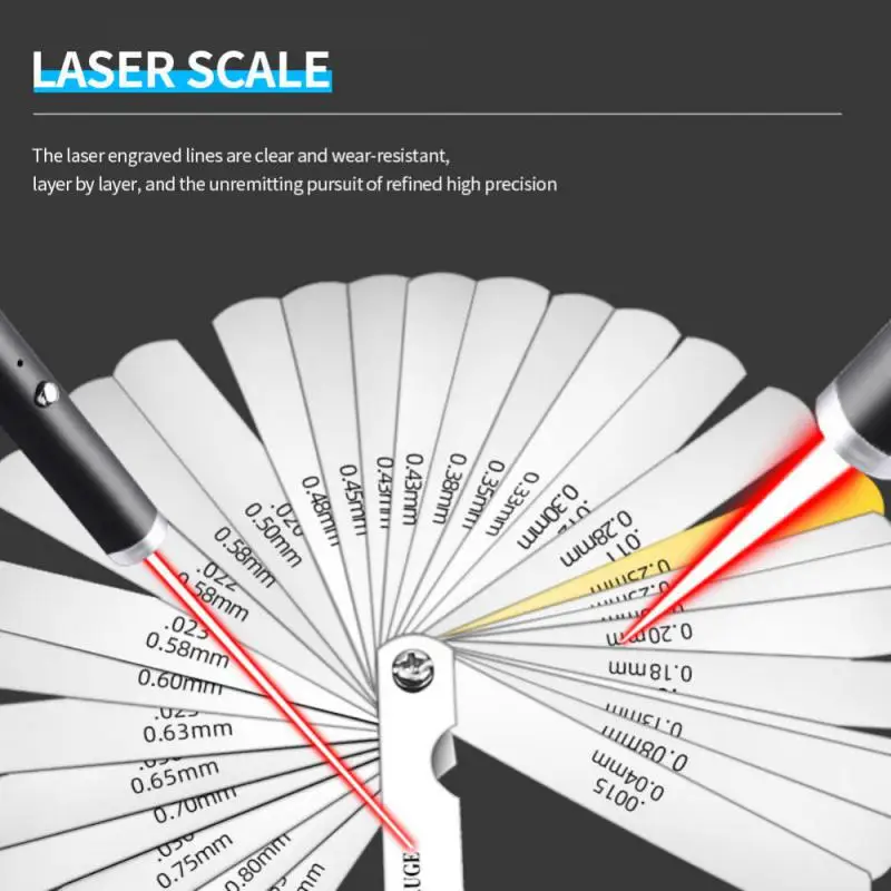 32/20/17 Blades Metric Feeler Gauge High Precision 0.04-0.88 Thickness Gages Gap Filler Feeler Gauges Woodworking Measuring Tool